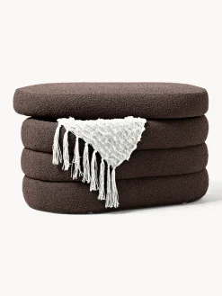 Banco pequeño tapizado en tejido bouclé con espacio de almacenamiento Alto