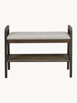 Banco tapizado con estante de madera de roble Inverness