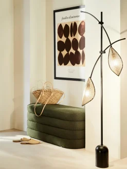 Banco tapizado en tejido bouclé Alto