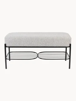 Banco tapizado en tejido bouclé con estante Milou