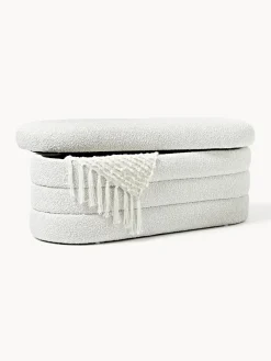 Banco tapizado en tejido bouclé con espacio de almacenaje Alto