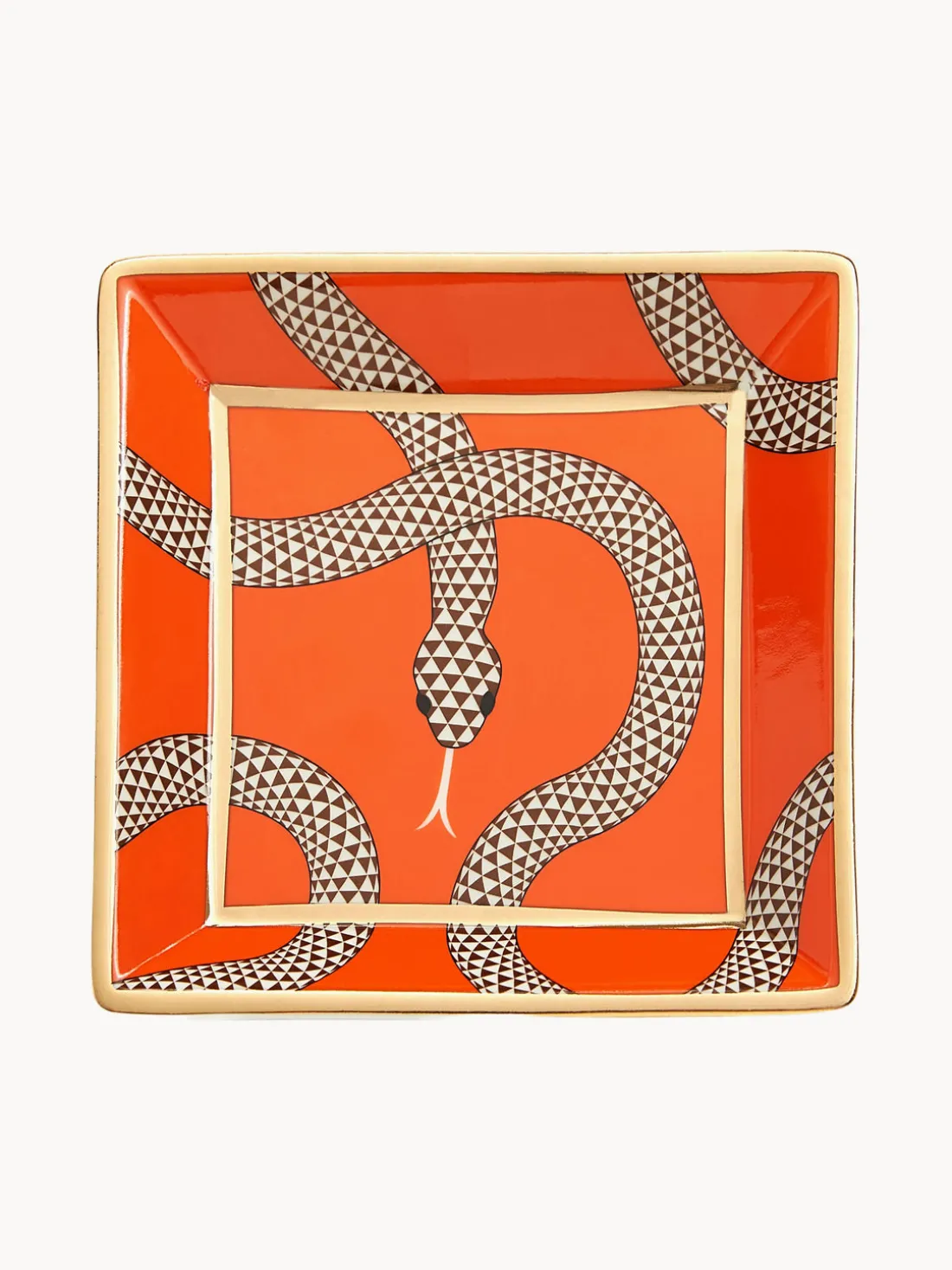 Bandeja decorativa de porcelana con oro Eden