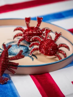 Bandeja decorativa pintada a mano con motivo de cangrejo Fauna