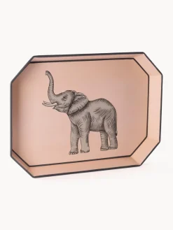 Bandeja decorativa pintada a mano con motivo de elefante Fauna
