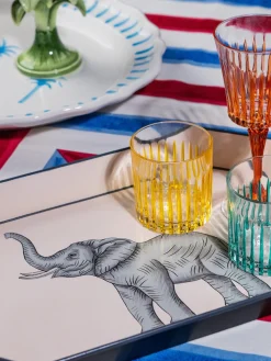 Bandeja decorativa pintada a mano con motivo de elefante Fauna