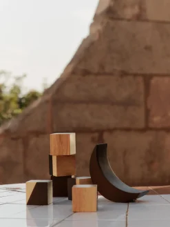 Bloques de construcción de madera de caucho Phase