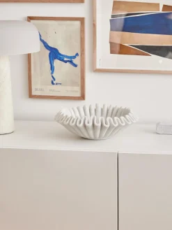 Bol decorativo artesanal de mármol Santorini, Ø 31 cm