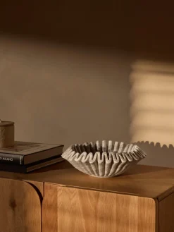 Bol decorativo artesanal de mármol Santorini, Ø 31 cm