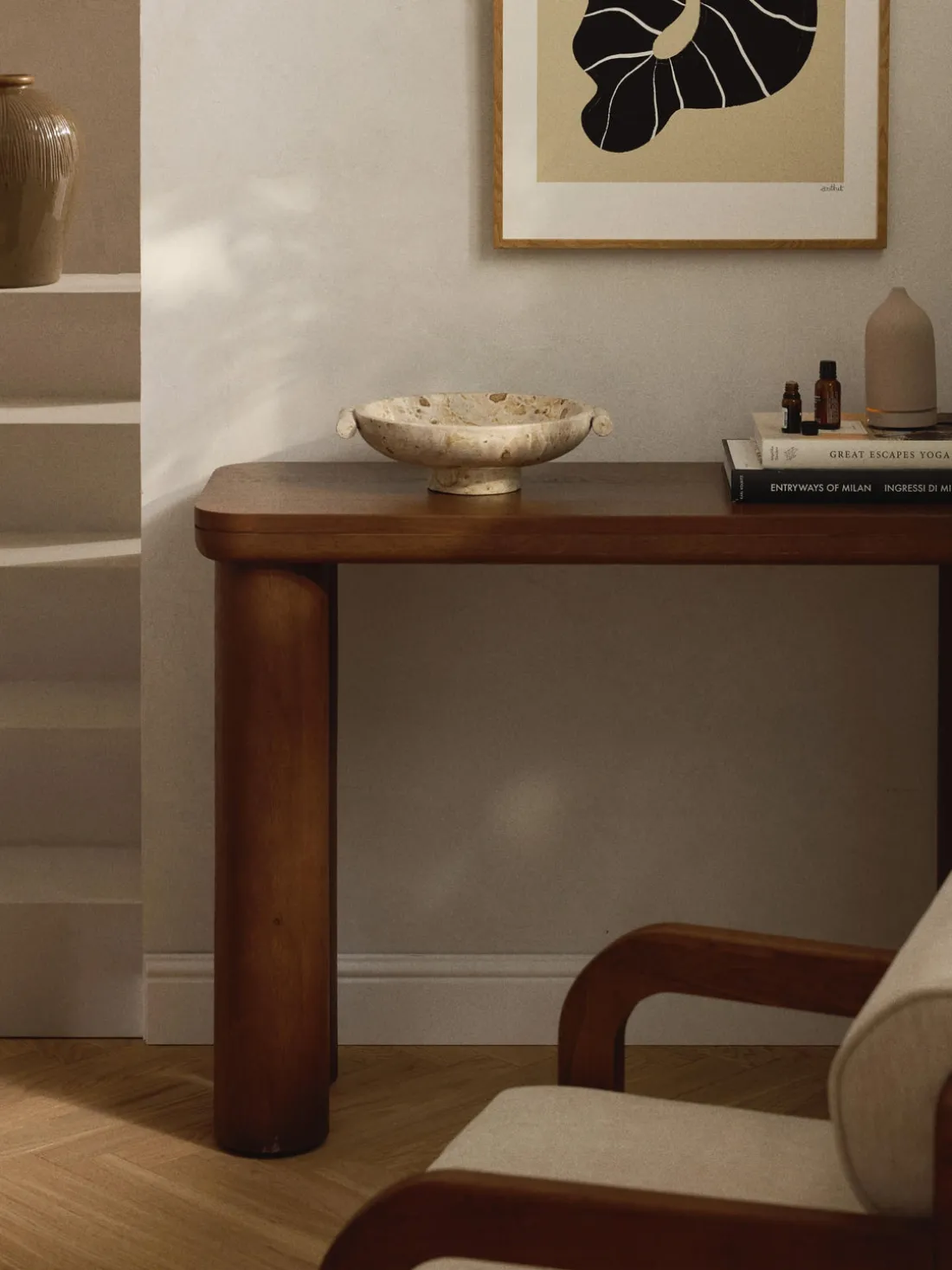 Bol decorativo de mármol Fossil, 10 cm