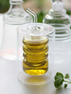 Botella artesanal de vinagre y aceite Rings, Al 16 cm