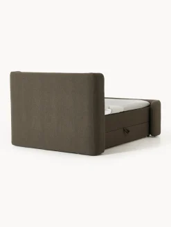 Cama continental en tejido bouclé con espacio de almacenamiento Perla