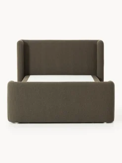 Cama continental en tejido bouclé con espacio de almacenamiento Perla