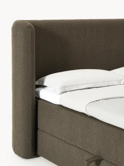 Cama continental en tejido bouclé con espacio de almacenamiento Perla