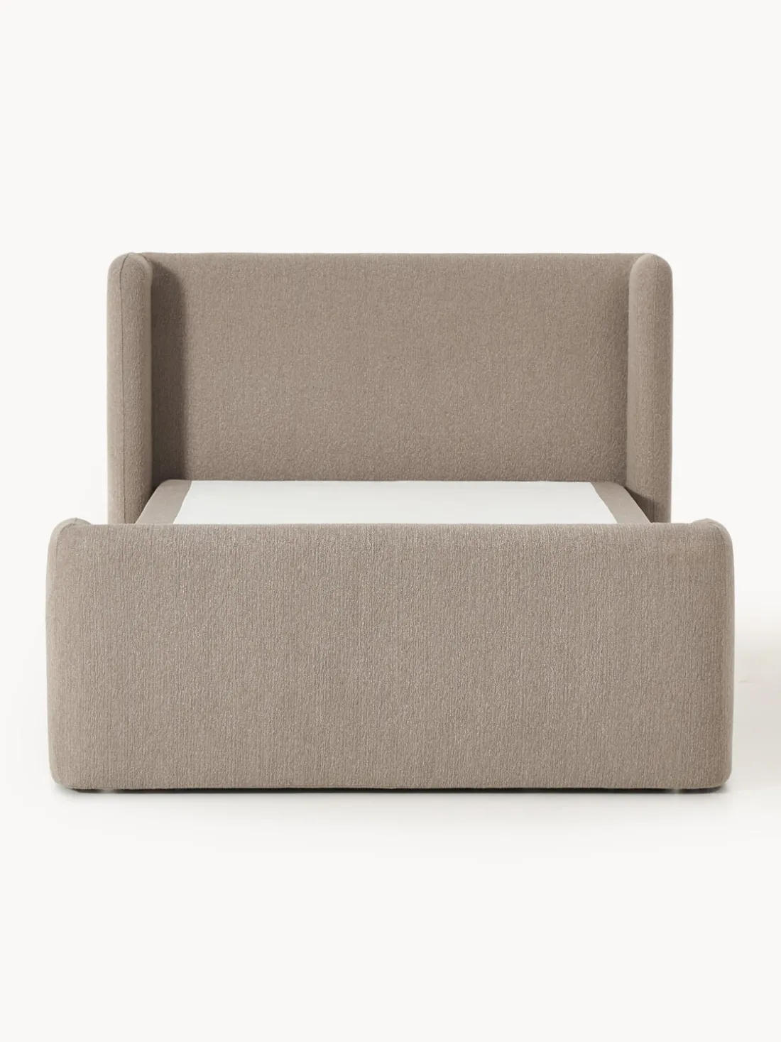 Cama continental en tejido bouclé con espacio de almacenamiento Perla