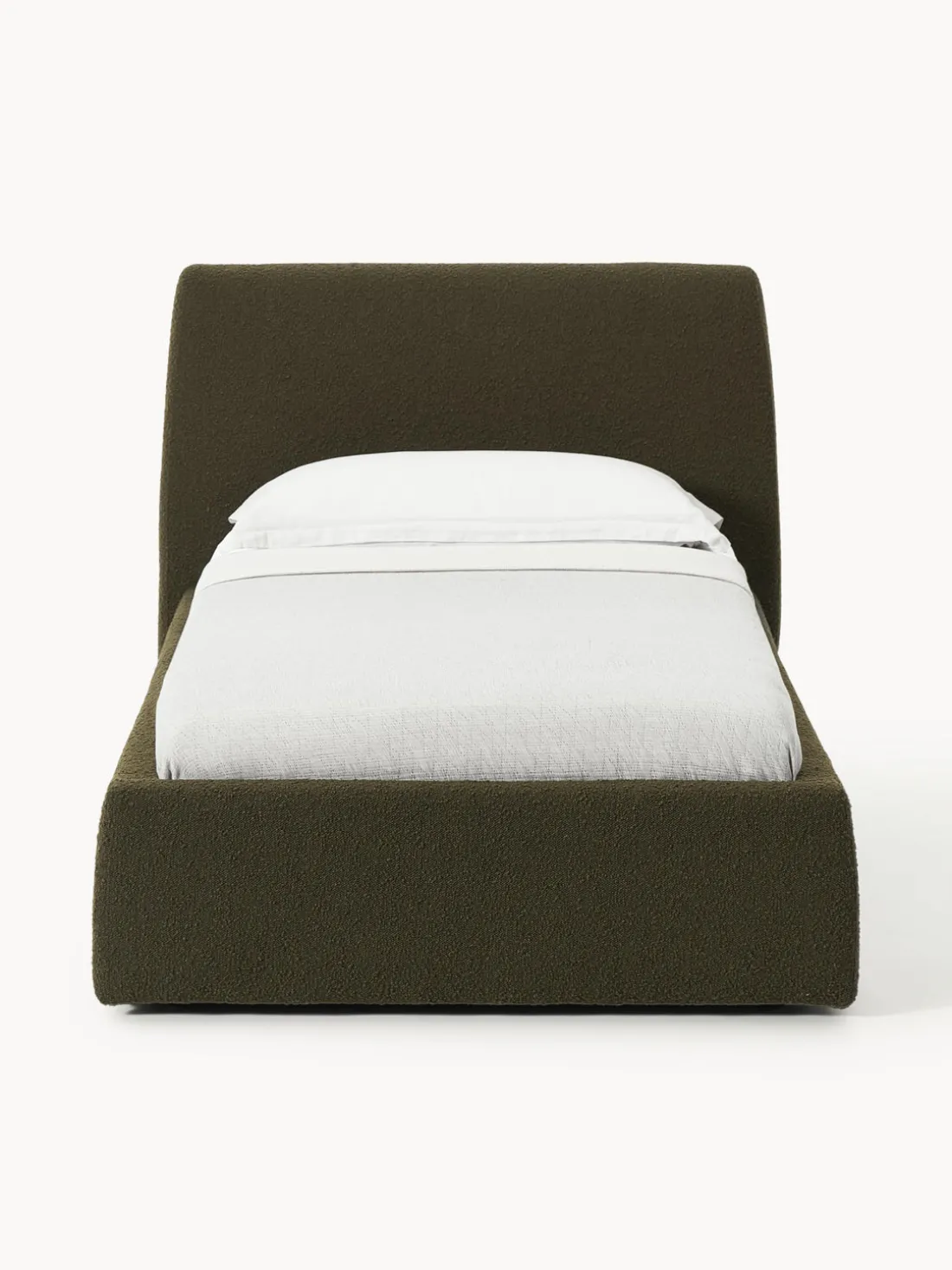 Cama individual en tejido bouclé con espacio de almacenamiento Cloud