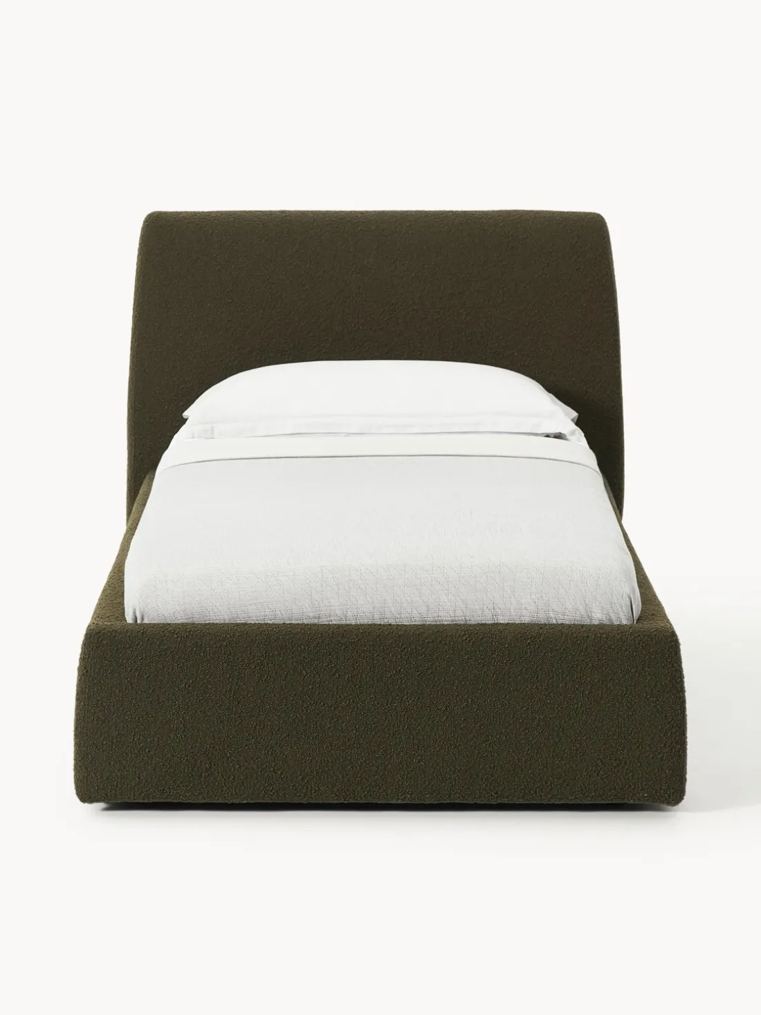 Cama individual en tejido bouclé con espacio de almacenamiento Cloud