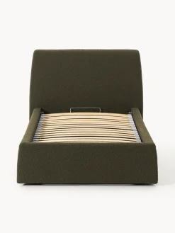 Cama individual en tejido bouclé con espacio de almacenamiento Cloud