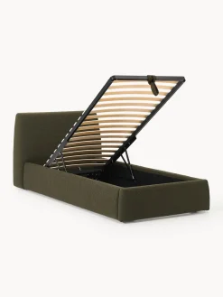 Cama individual en tejido bouclé con espacio de almacenamiento Cloud
