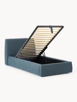 Cama individual en tejido bouclé con espacio de almacenamiento Cloud