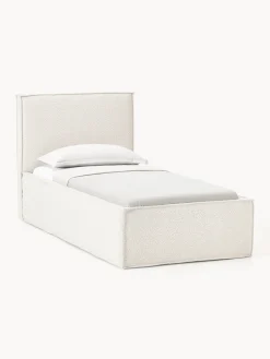 Cama individual tapizada en tejido bouclé con espacio de almacenamiento Dream