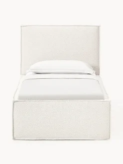 Cama individual tapizada en tejido bouclé con espacio de almacenamiento Dream