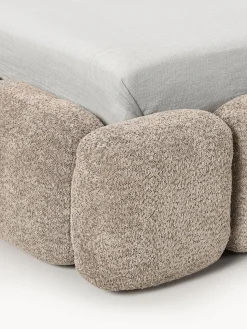 Cama individual tapizada en borreguillo bouclé Tayla