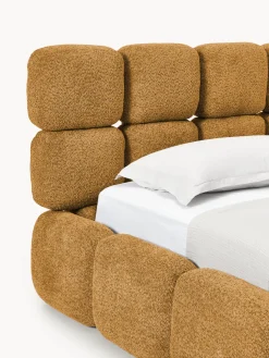 Cama individual tapizada en borreguillo bouclé con espacio de almacenamiento Tayla