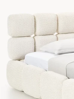 Cama individual tapizada en borreguillo bouclé Tayla