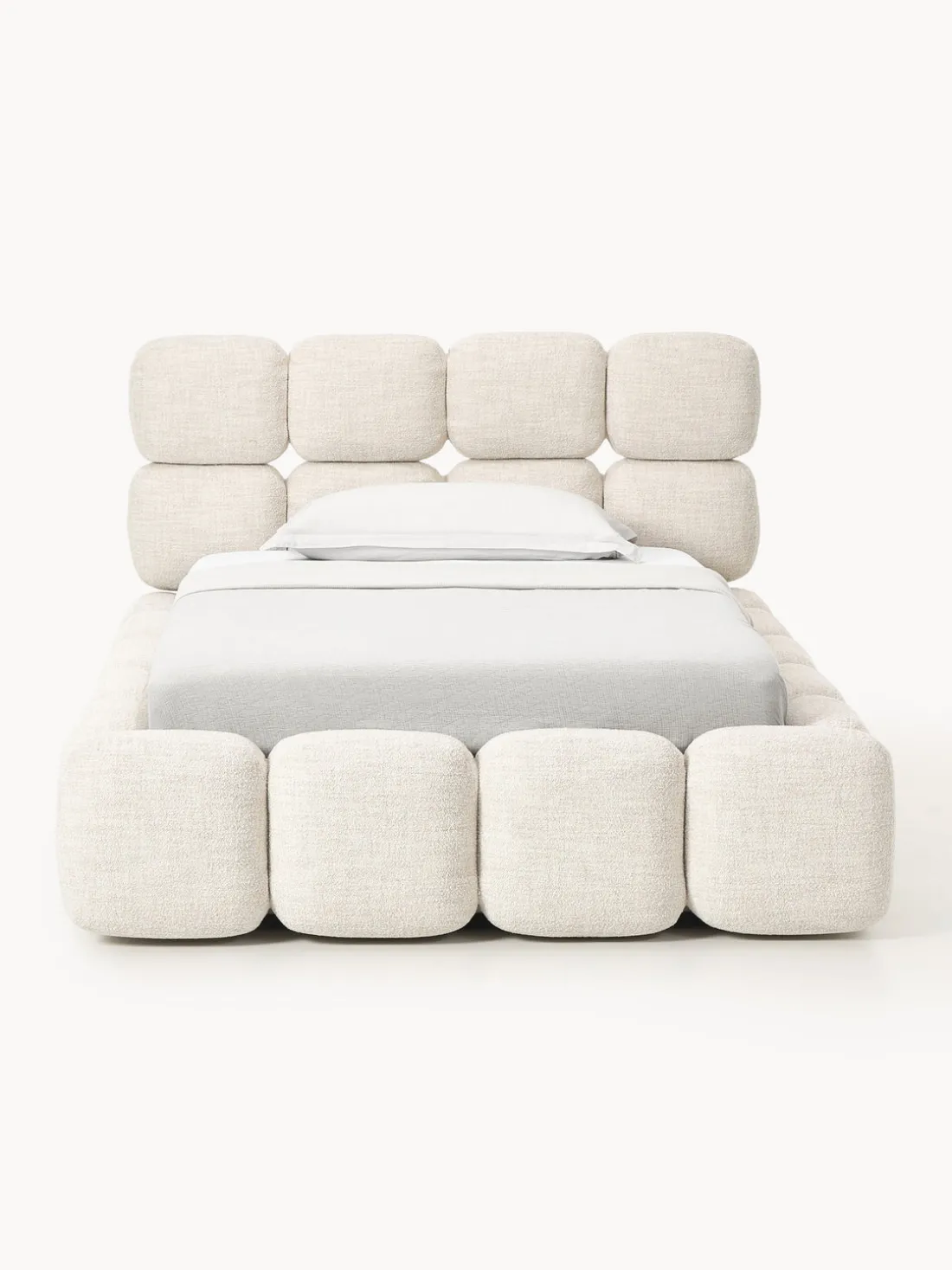 Cama individual tapizada en borreguillo bouclé Tayla