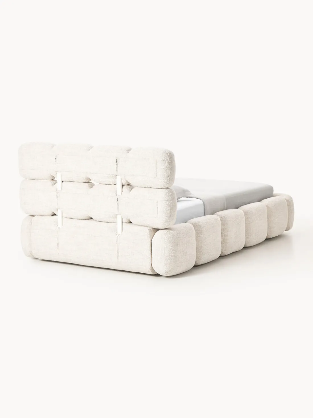 Cama individual tapizada en borreguillo bouclé Tayla