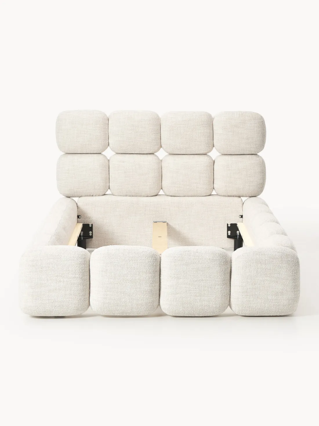 Cama individual tapizada en borreguillo bouclé Tayla