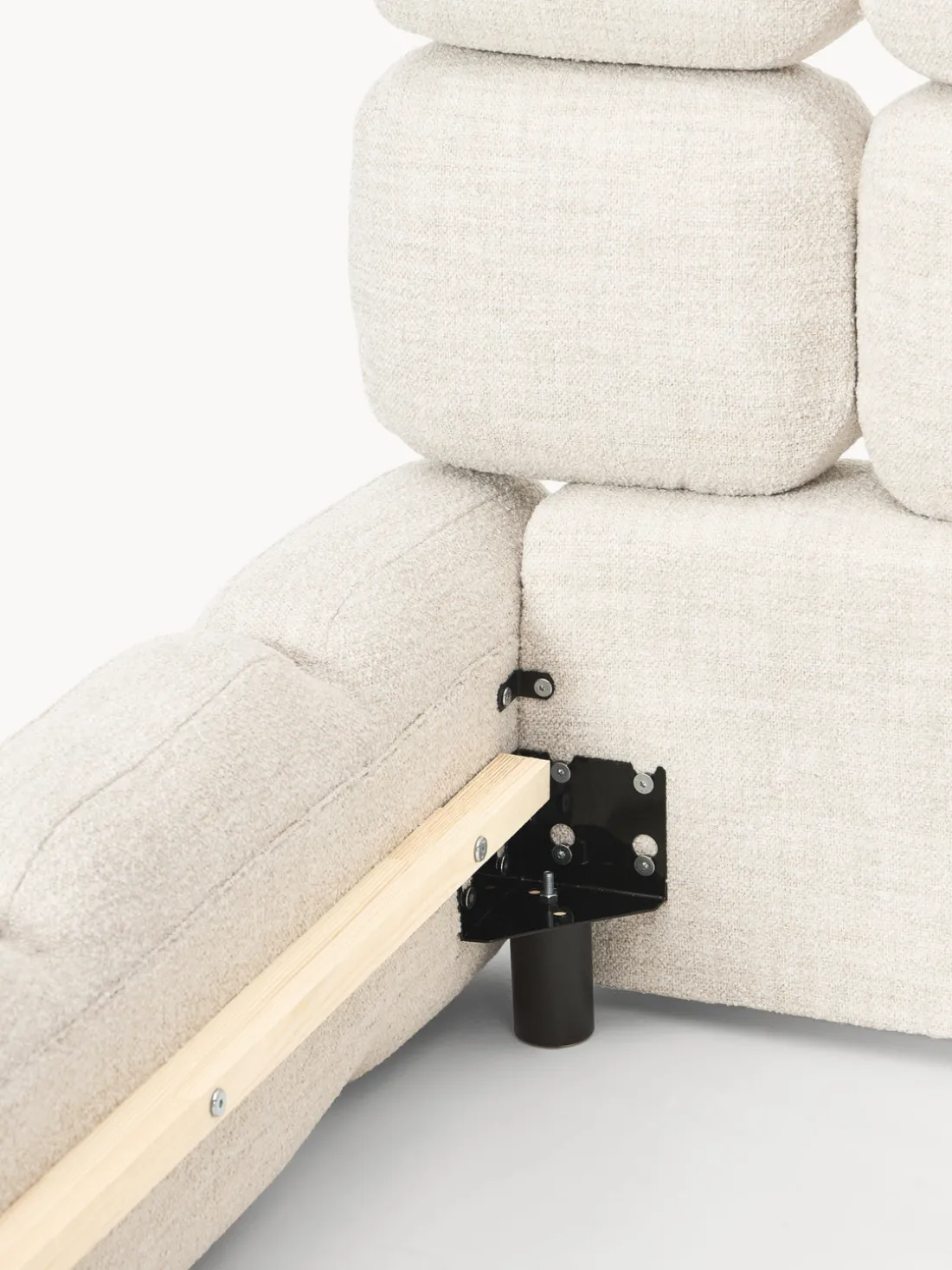 Cama individual tapizada en borreguillo bouclé Tayla