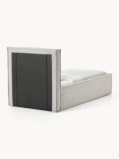 Cama individual tapizada en tejido bouclé con espacio de almacenamiento Dream