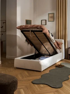 Cama individual tapizada con espacio de almacenamiento Cloud