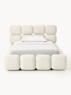 Cama individual tapizada en borreguillo bouclé con espacio de almacenamiento Tayla