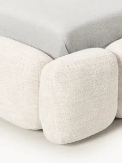 Cama individual tapizada en borreguillo bouclé con espacio de almacenamiento Tayla