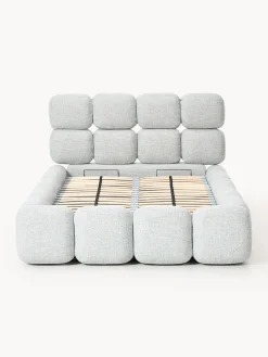 Cama individual tapizada en borreguillo bouclé con espacio de almacenamiento Tayla