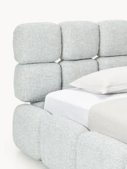 Cama individual tapizada en borreguillo bouclé con espacio de almacenamiento Tayla