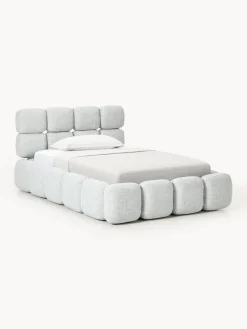 Cama individual tapizada en borreguillo bouclé Tayla