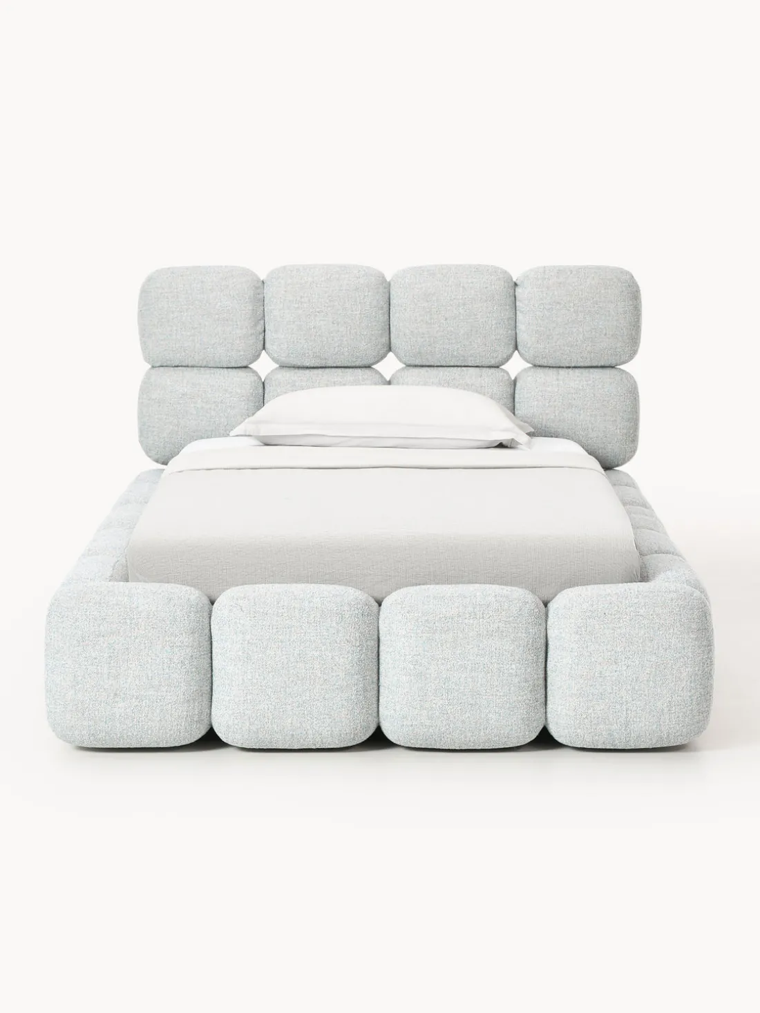 Cama individual tapizada en borreguillo bouclé Tayla