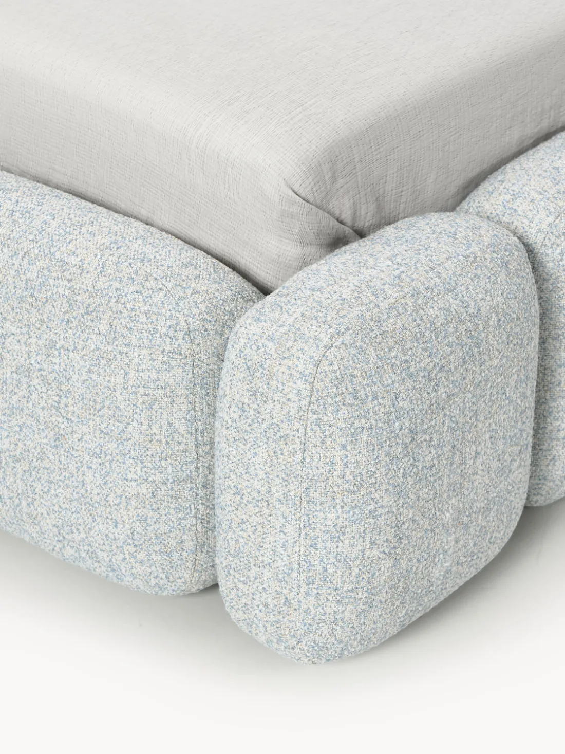 Cama individual tapizada en borreguillo bouclé Tayla