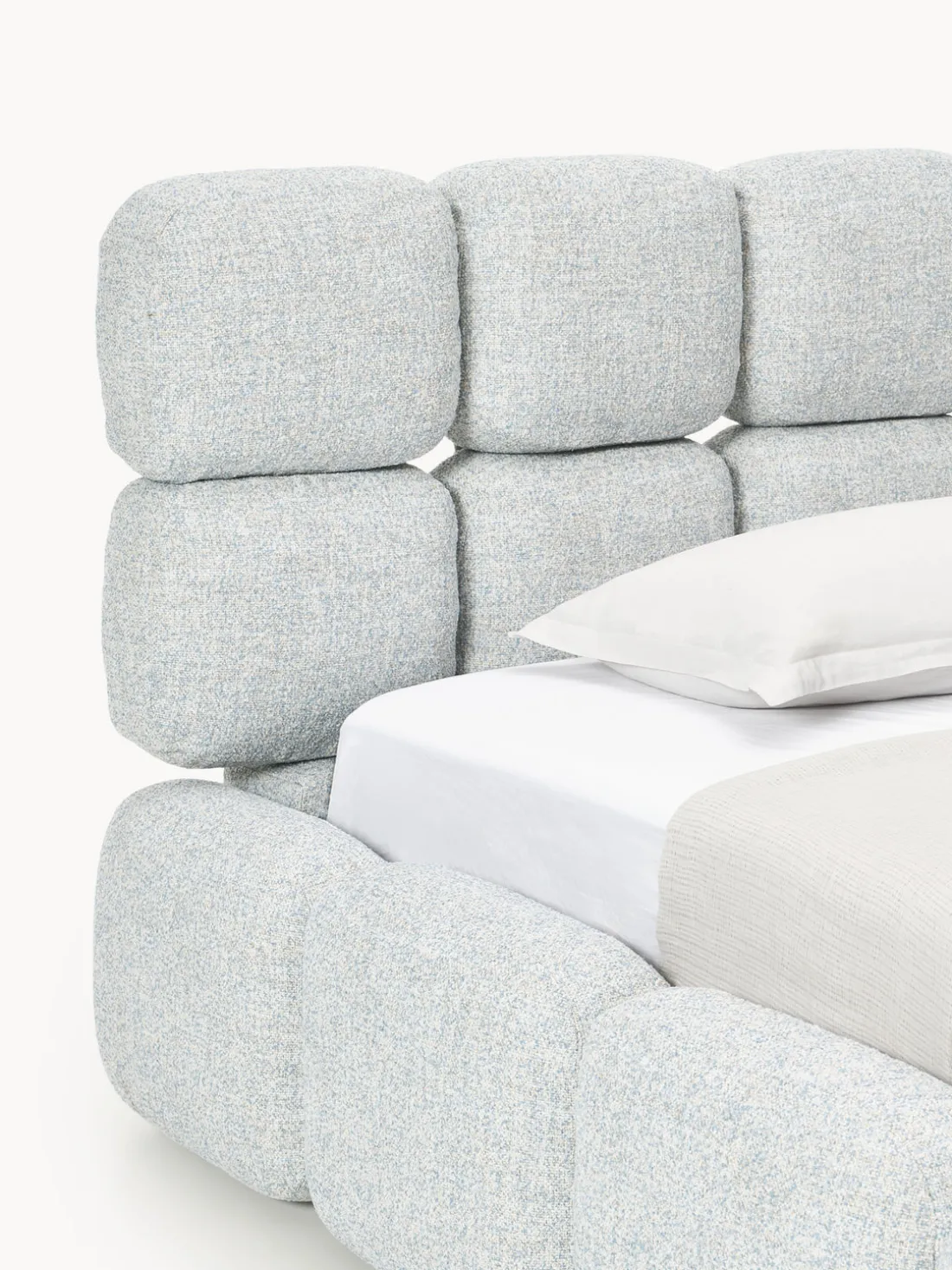 Cama individual tapizada en borreguillo bouclé Tayla