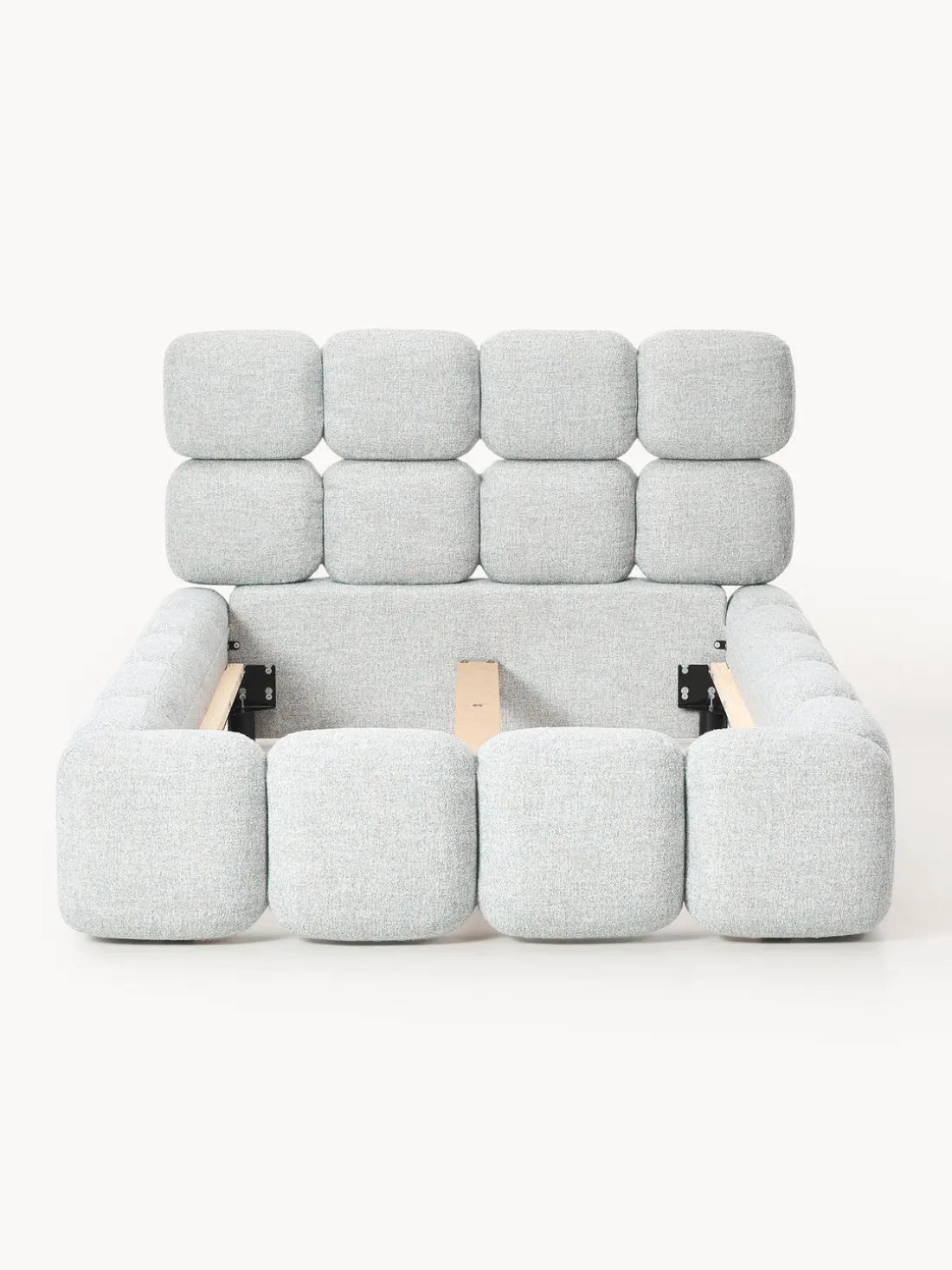 Cama individual tapizada en borreguillo bouclé Tayla