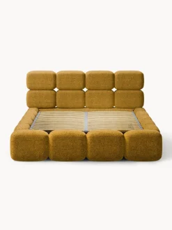 Cama tapizada de boreguillo bouclé con espacio de almacenamiento Tayla