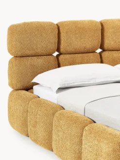 Cama tapizada de boreguillo bouclé con espacio de almacenamiento Tayla