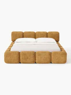 Cama tapizada de boreguillo bouclé con espacio de almacenamiento Tayla