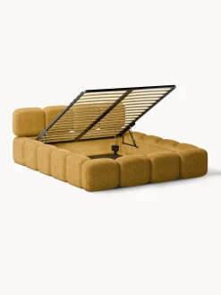 Cama tapizada de boreguillo bouclé con espacio de almacenamiento Tayla