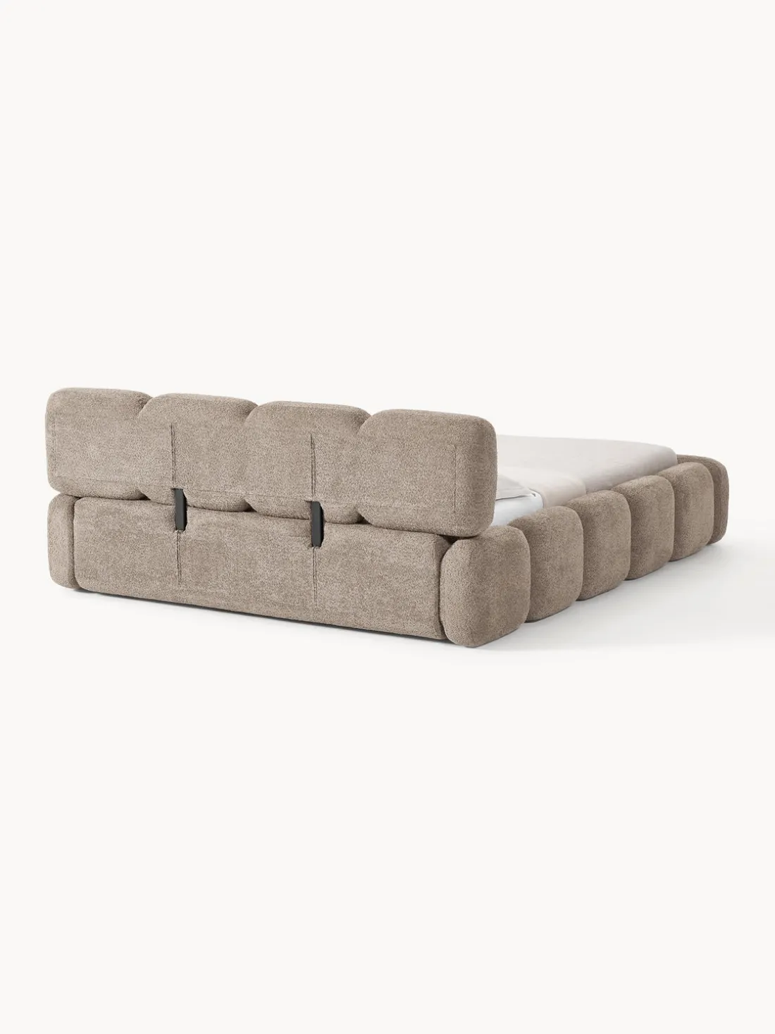 Cama tapizada de boreguillo bouclé con espacio de almacenamiento Tayla