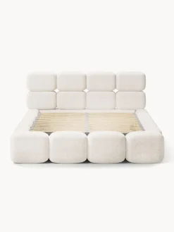 Cama tapizada de boreguillo bouclé con espacio de almacenamiento Tayla