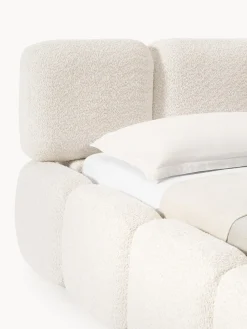 Cama tapizada de boreguillo bouclé con espacio de almacenamiento Tayla